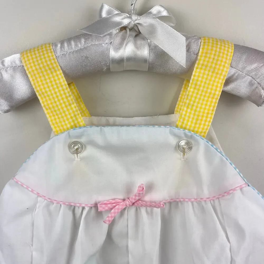 Vintage Pastel Ruffle Bow Sunsuit Romper 6-9 Months